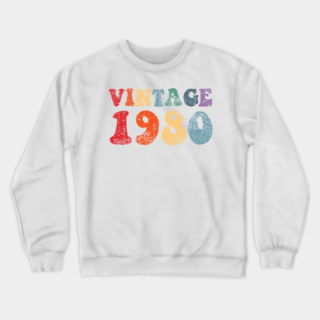 Vintage 1980 Retro Distressed Style Birthday Gift 40th Bday Crewneck Sweatshirt by gillys